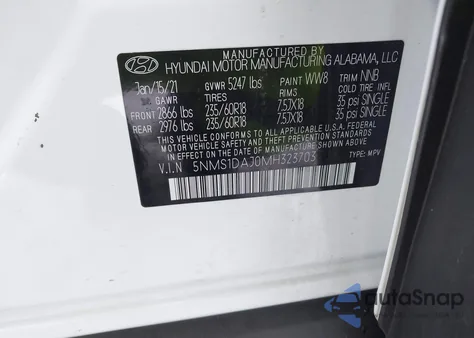 2021 Hyundai Santa Fe Se from USA, damaged, VIN 5NMS1DAJ0MH323703